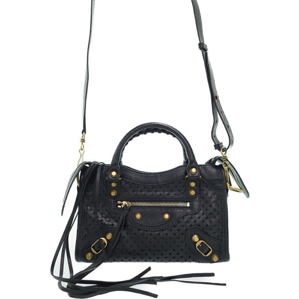 Balenciaga 2way Black Crossbody Perforated City Bag - Picture 2 of 9